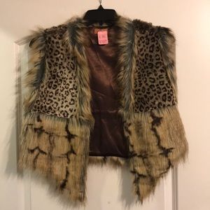 Cheetah print fur vest